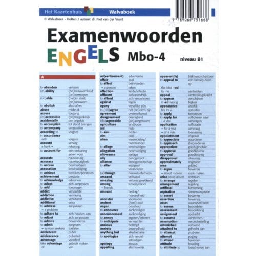 Examenwoorden Engels / Mbo-4, Niveau B1 - Piet van der Voort