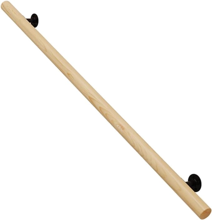 Houten trapleuning - Wandsteun trap - Veilig traplopen - Massief grenenhout - 160 cm lang - Natuurlijk hout