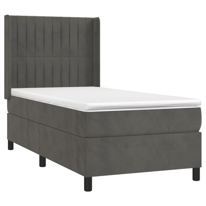 vidaXL - Boxspring - met - matras - fluweel - donkergrijs - 80x200 - cm