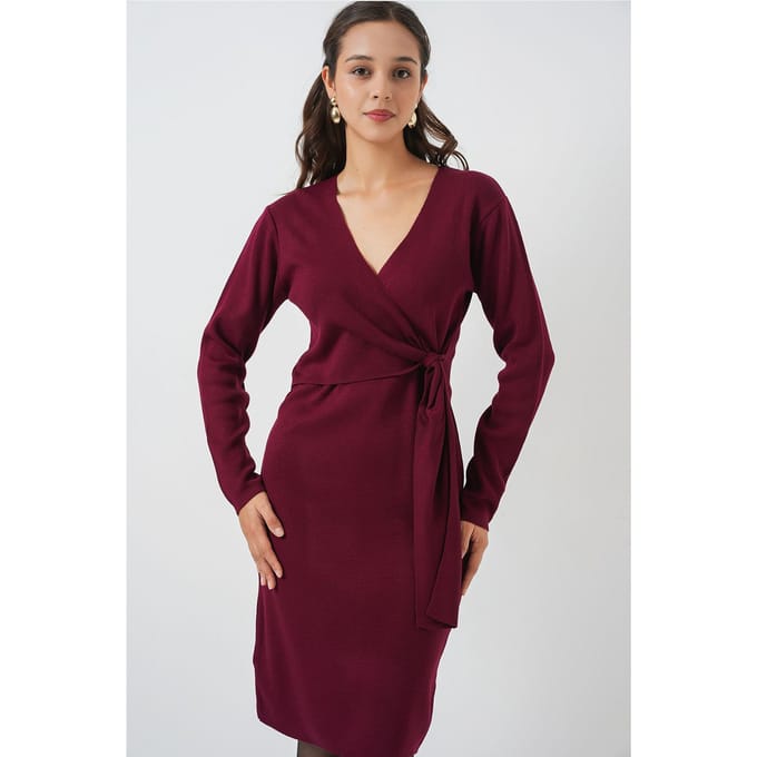 Bodycon Midi-jurk met V-hals en striksluiting