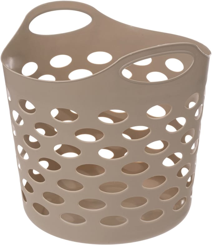 5Five Bathroom solutions - Flexibele wasmand/opbergmand - rond - beige - 28L - D40.5 x H38 cm