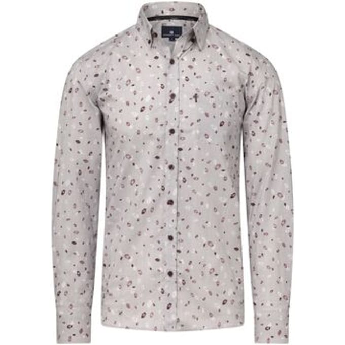 State Of Art Overhemd Print Grijs - Maat M - Heren - Overhemden Casual