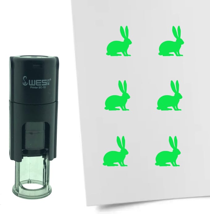 CombiCraft Stempel Konijn 10mm rond - groene inkt