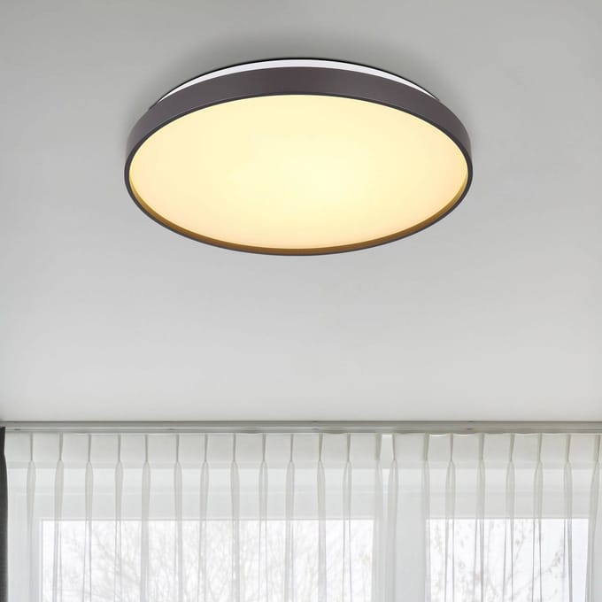 Globo Eclypse plafondlamp, antraciet, Ø 48 cm, acryl/metaal