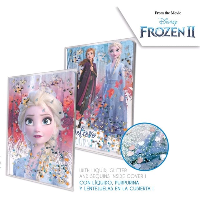 Frozen watereffect dagboek met glitter A5