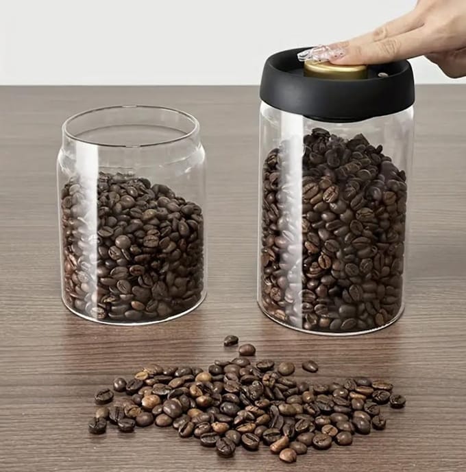 Flavers - vacuum pot - 1200 ML - luchtdicht-glas - koffiebus - koffie bewaarbus