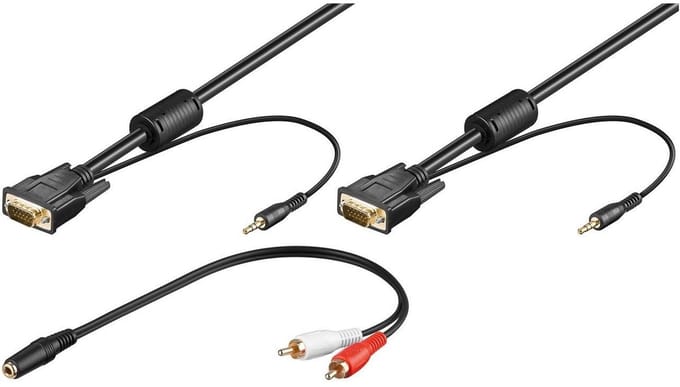 Delock - VGA Beeldscherm Kabel met Audio aansluitkabel -  2 m - Zwart