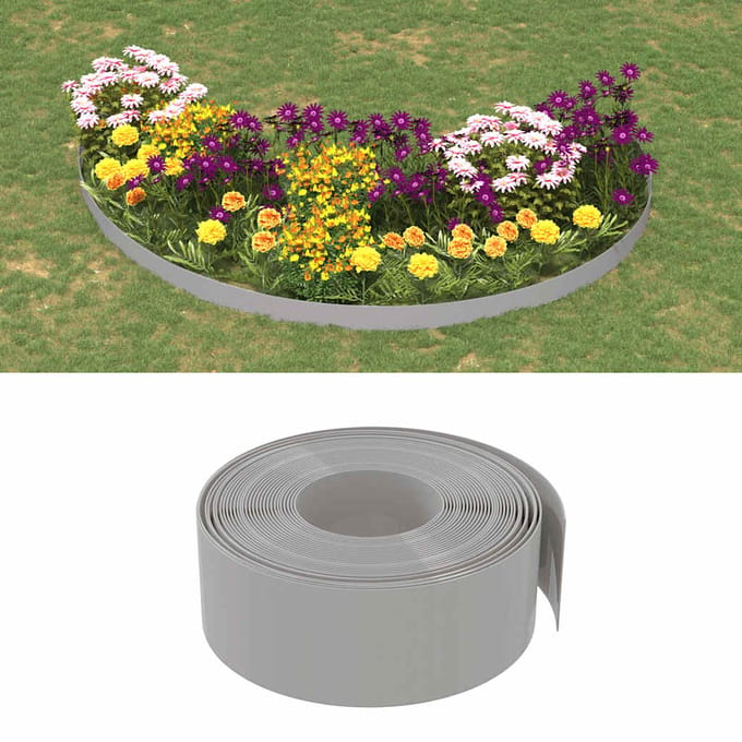 vidaXL - Tuinranden - 4 - st - 10 - m - 20 - cm - polyetheen - grijs