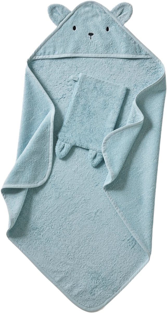 Vertbaudet Badcape + washandje van biologisch katoen