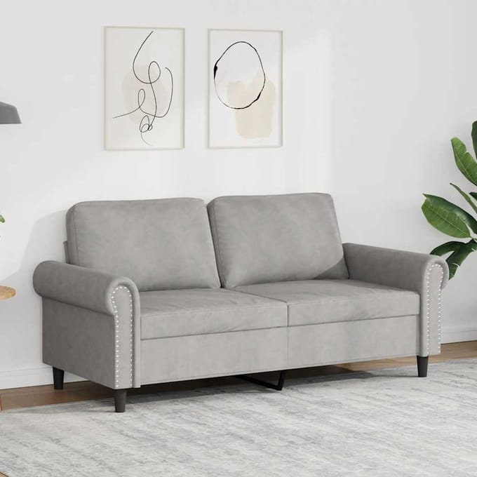 Vidaxl Bank 2-Persoons, Lichtgrijs, 140 Cm, Bekleed met Fluweel