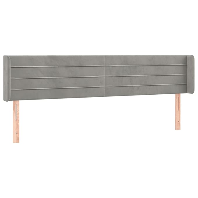 vidaXL - Hoofdbord - LED - 203x16x78/88 - cm - fluweel - lichtgrijs