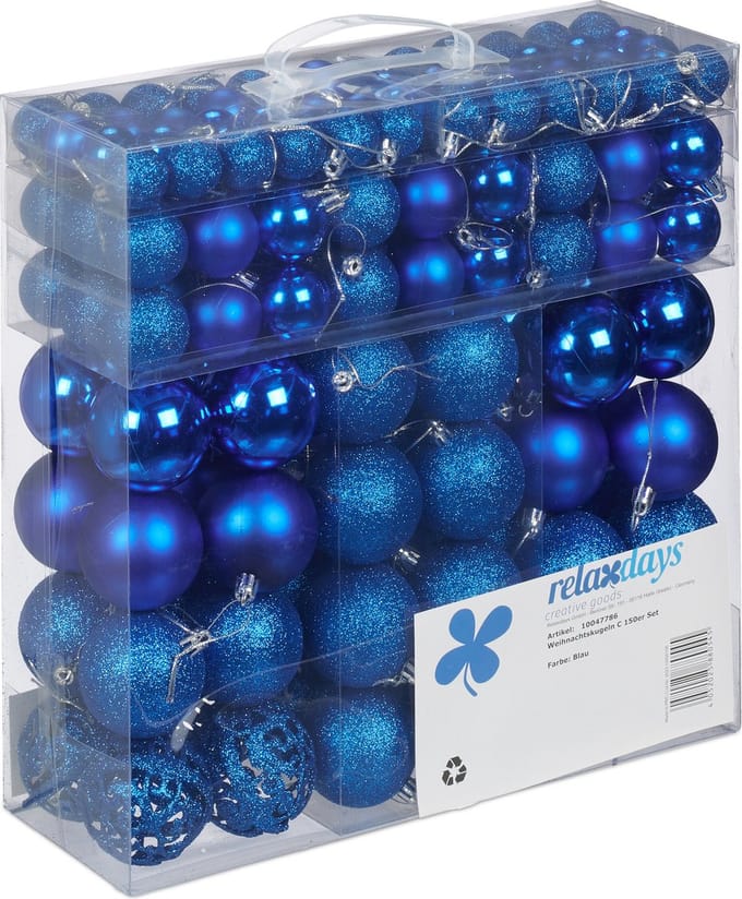 kerstballen - set van 150 - mat - glanzend - glitters - plastic - ∅ 3, 4, 6 cm - rood