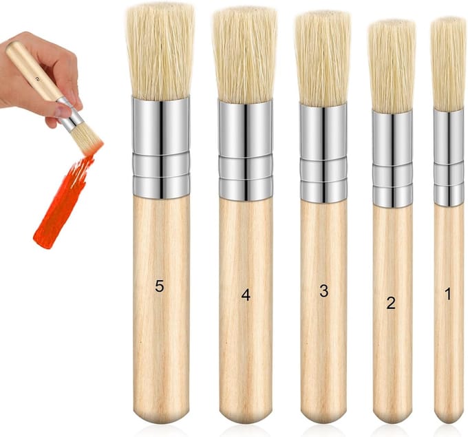 Houten Stencil Borstels Set voor Schilderen - 5 Stuks