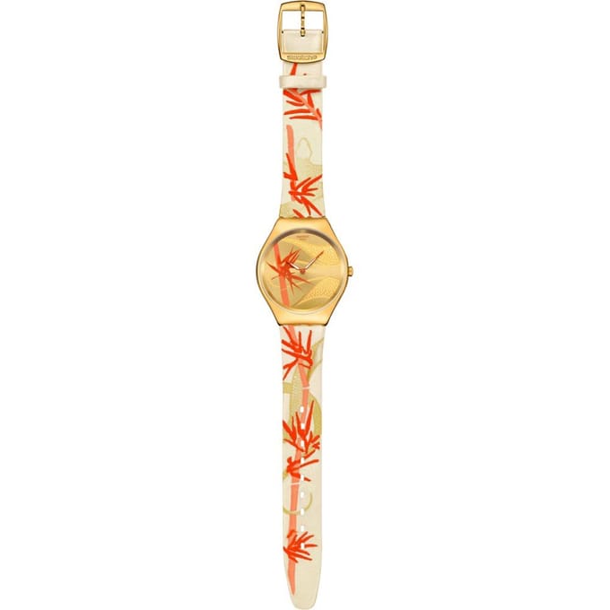 Swatch Skin Irony SYXZ105 Golden red bamboo Horloge
