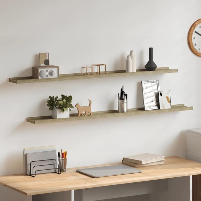 vidaXL - Wandschappen - 2 - st - 115x9x3 - cm - sonoma - eikenkleurig