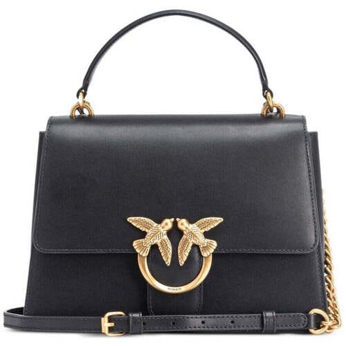 PINKO Handtas Schoudertas Love One Top Handle Classic Light Black - Antique Gold Zwart