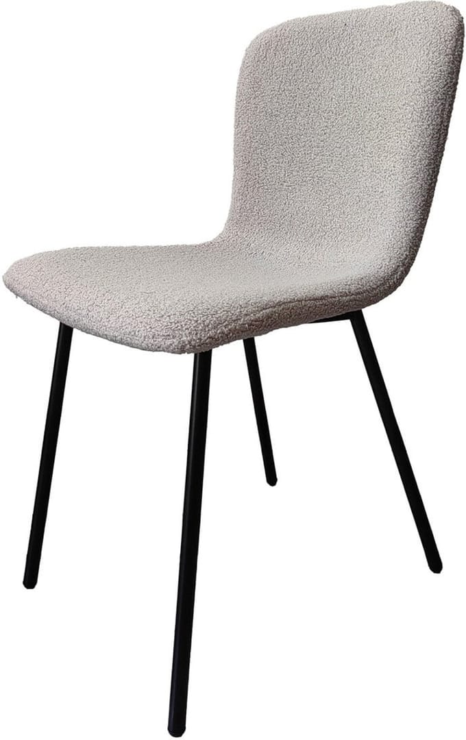 Stoel Kyra Lichtgrijs - Bouclé - Set van 4 - Zithoogte 47.5 cm - Zitdiepte 40 cm