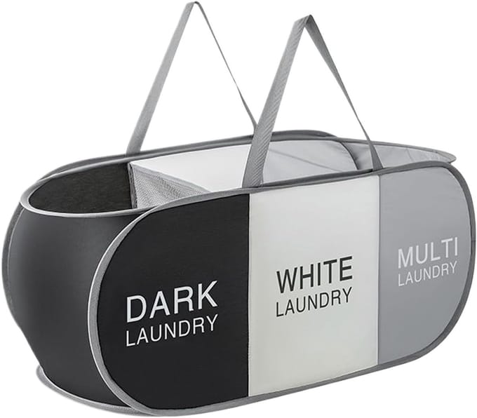 Wasmand Opvouwbaar - Kleding Organizer - Ruimtebesparend Opbergen - Drie Vakken Ontwerp - 83 x 36 x 36 cm