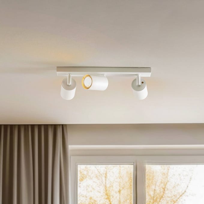 SIGMA Plafondspot Zoom, 3-lamps, wit, metaal, GU10