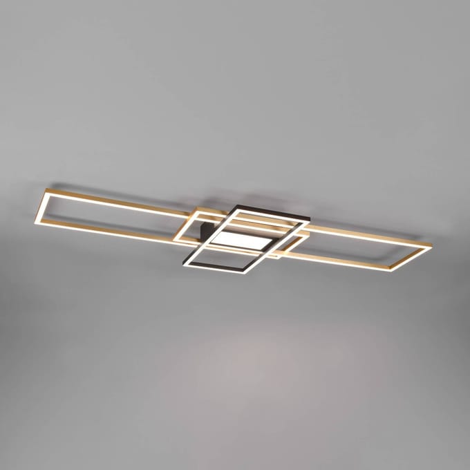 Trio Lighting Irvine LED plafondlamp, CCT, dimbaar, messing