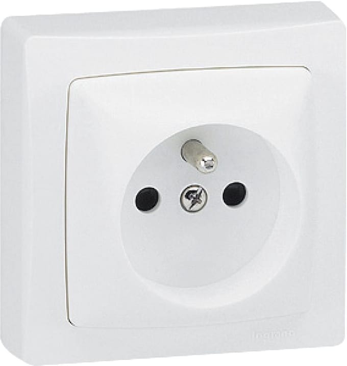 Stopcontact met Aarding en Automatische Eindkap - 3680 W, 230 V, Wit