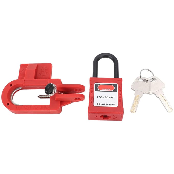 Miniatuurschakelaarvergrendeling Plastic Behuizing U-type Schakelaar Lockout-apparaat met 2 sleutels red