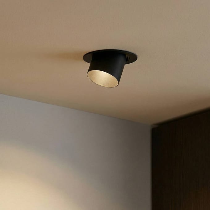 Lindby plafondspot Thorid, Ø 9 cm, zwart, metaal, GU10