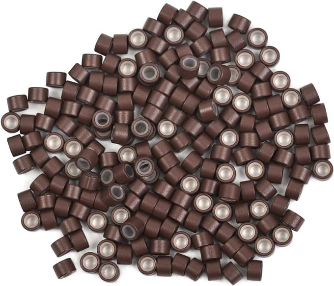 Haarringen Set - Micro Links Kralen - Haarverlenging Toepassen - Met Siliconen Voering - 4mm Diameter - Bruin