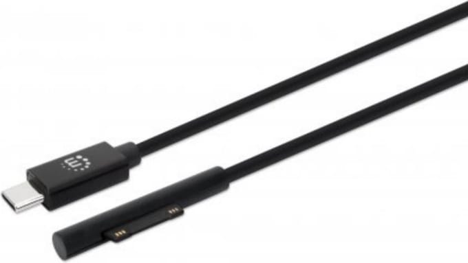 Manhattan 353632 USB-kabel USB-C stekker, Surface Connect stekker 1.80 m Zwart Met USB