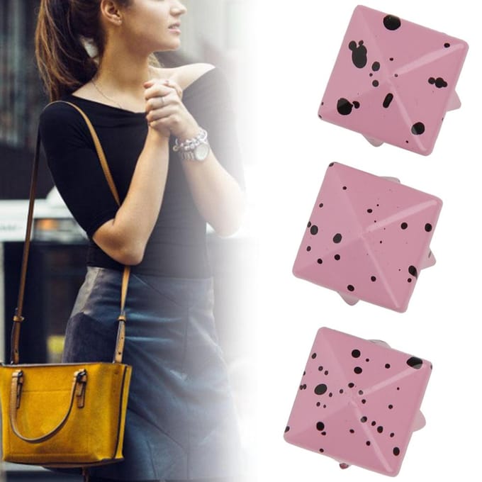 200 Stuks Piramide Stud Kleding Tas Decoratief Accessoire Metalen Piramide Klinknagels 10mm Roze Basis en Zwart blue