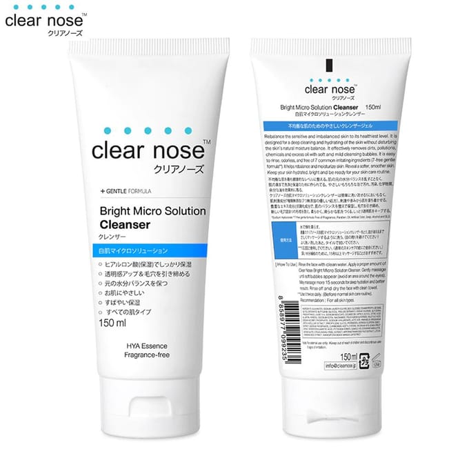 Clear Nose Bright Mirco Solution Cleanser, HYA Essence, geurvrij, 150 ml. 150 ml. white
