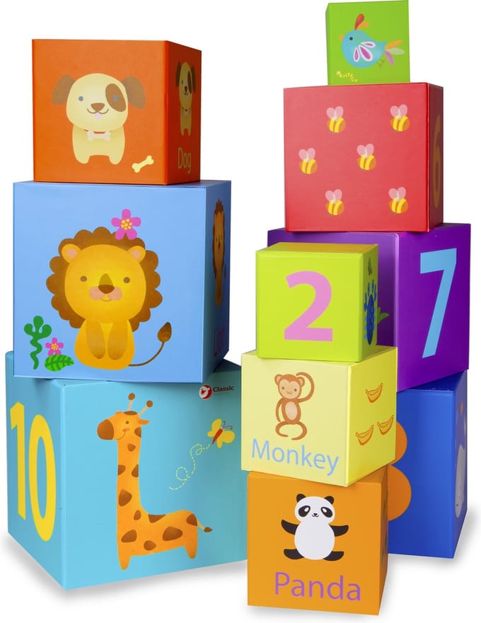 Classic World - Stacking Blocks Numbers and Animals 10pcs.