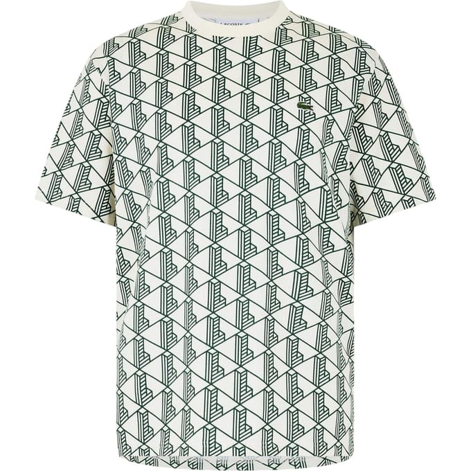 Lacoste Heren-T-shirt met all-overprint, normale pasvorm (Groen)