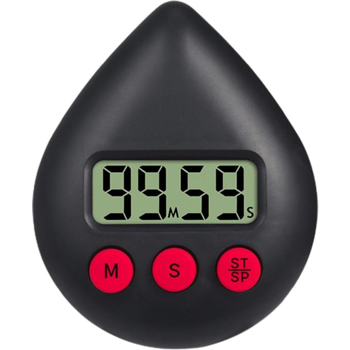 Zwarte Druppelvormige Badkamer Timer Draagbaar Eenvoudige Bediening Digitale Douche Kooktimer voor zwart