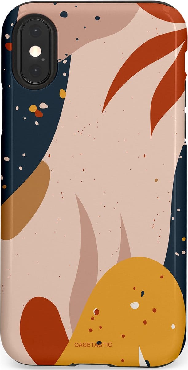 Casetastic hoesje geschikt voor Apple iPhone X / Apple iPhone XS - Dubbellaagse bescherming - Terravorm - Fashion Case - Zand Donkergrijs Perzik Okergeel
