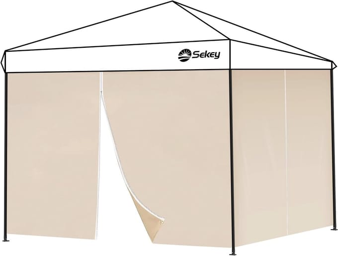 Set van 2 waterdichte zijpanelen voor paviljoen 3 x 3 m, met ritssluiting