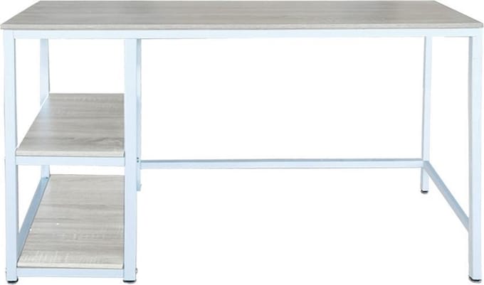 Bureau Stoer - computertafel - industrieel design - met opbergruimte - wit bruin
