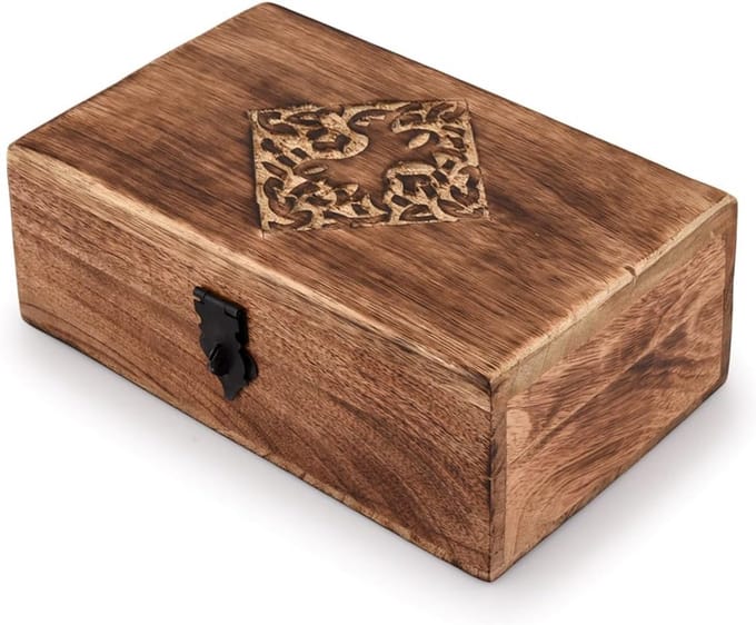 Handgemaakte Houten Sieradendoos met Keltisch Ontwerp - Stijlvolle Opberg Organizer