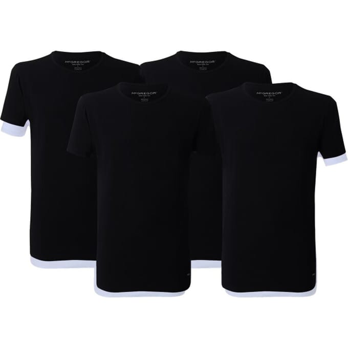 McGregor Premium - Stretch T-shirt - 4-pack Black Taglia: L | Magliette basic Outlet | Uomo | Nero
