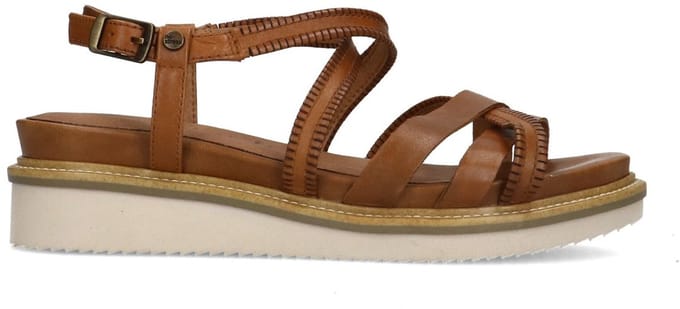 No Stress - Dames - Cognac leren sandalen met bandjes - Maat 41