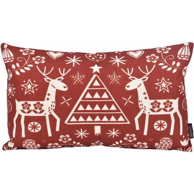 Gek op kussens! Sierkussen reindeer print | 30 x 50 cm | katoen/linnen