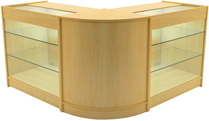 Helios winkeltoonbank set - esdoorn - 90x60/60x60cm - led-verlichting