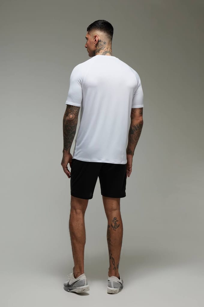 Tall Men's Active Lightweight Essentials Gym Regular Fit Raglan T-shirt | White | Size Medium