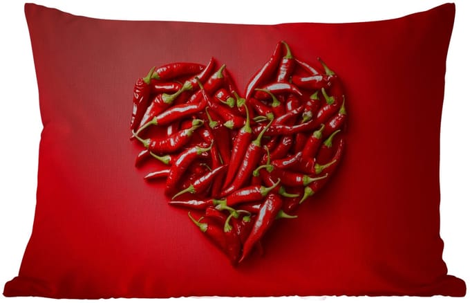 Buitenkussens - Pepers - Rood - Hart - 60x40 cm - Weerbestendig