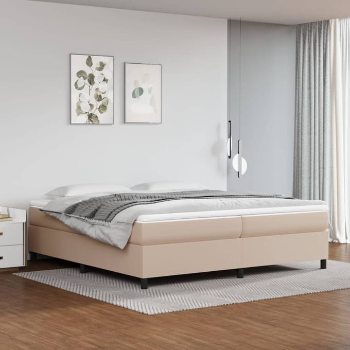 vidaXL - Boxspring - bed - kunstleer - cappuccinokleurig - 200x200 - cm