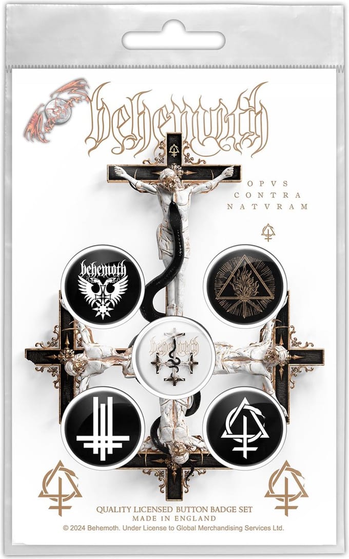 Behemoth - Opus Contra Natvram Badge/button - Set van 5 - Zwart/Wit