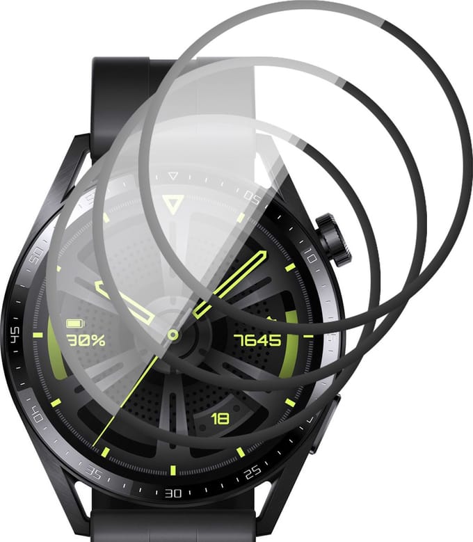 Screenprotector geschikt voor Huawei Watch GT 3 42 mm - PET Glasfolie Full Screen Protector - 3 Stuks