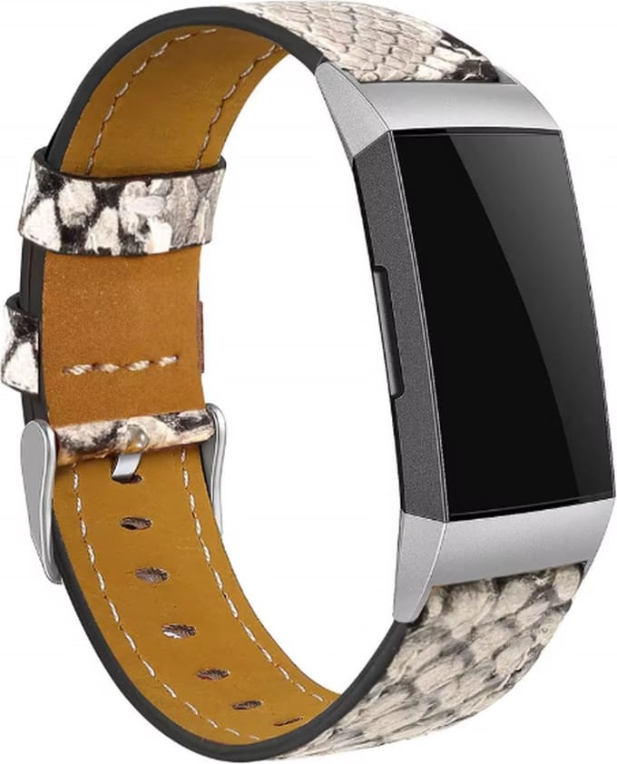 Actie4you® - Leren bandje - Geschikt voor Fitbit Charge 3 / Fitbit Charge 4 – Fitbit Bandje - Glad Crocodil