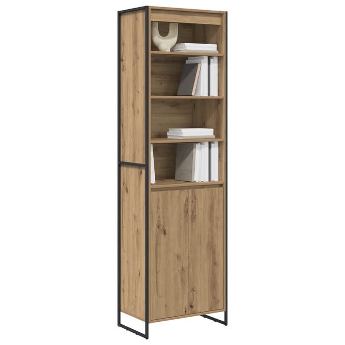 vidaXL - Hoge - Kasten - Ambachtelijk - Eiken - 60 - x - 36 - x - 200 - cm - Bewerkt - hout