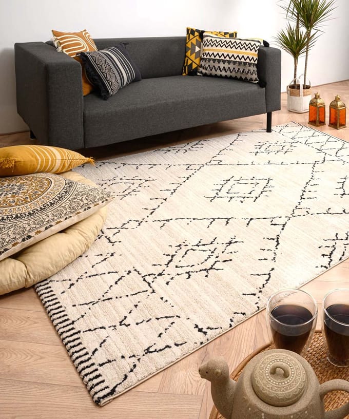 Berber vloerkleed - Beni Ouarain Sufian crème/zwart 80x150